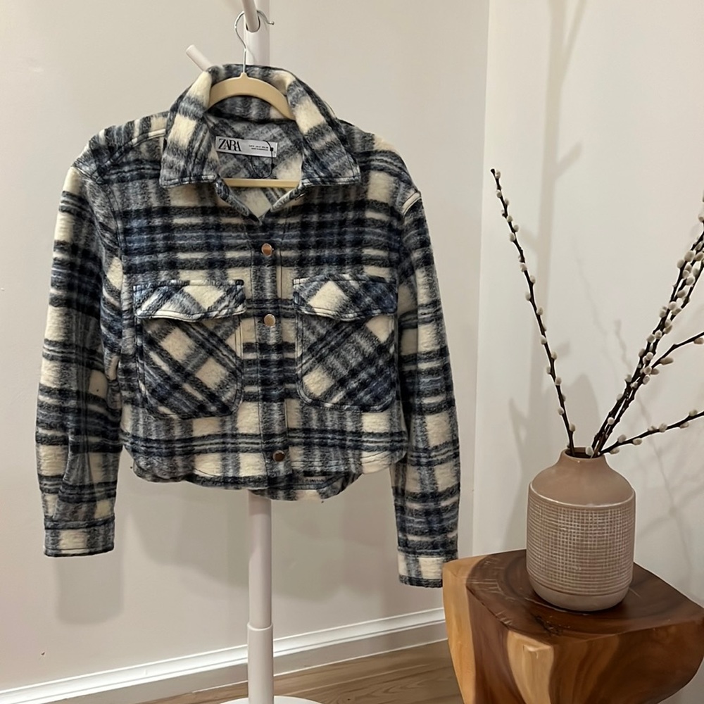 Zara cropped plaid jacket